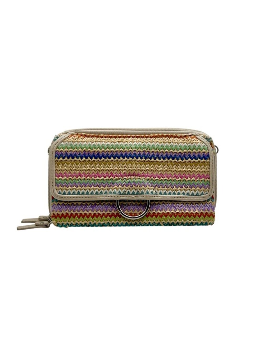 Bueno Multi-Colored Woven Straw Convertible Wallet Crossbody